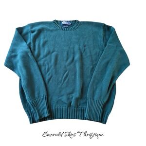 Polo by Ralph Lauren green crewneck cotton sweater size XL.